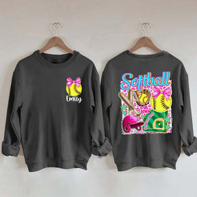 Personalized Softball Coquette Sweatshirt