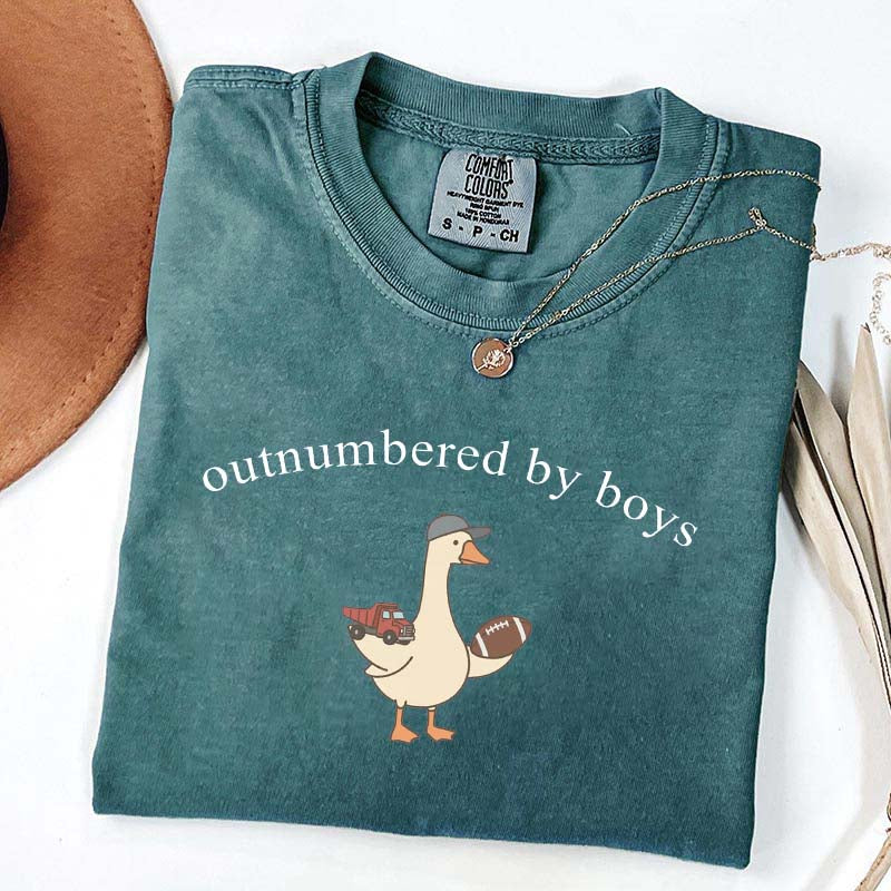 Outnumbered by Sons Mom Goose T-Shirt