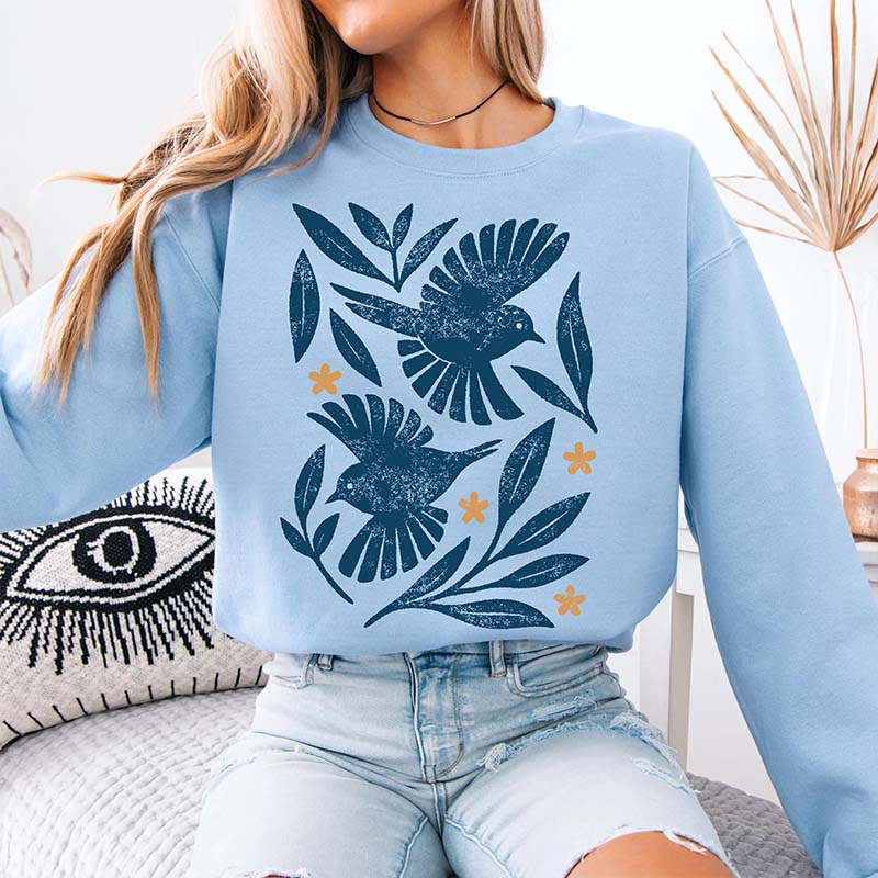 Retro Botanical Birds Sweatshirt