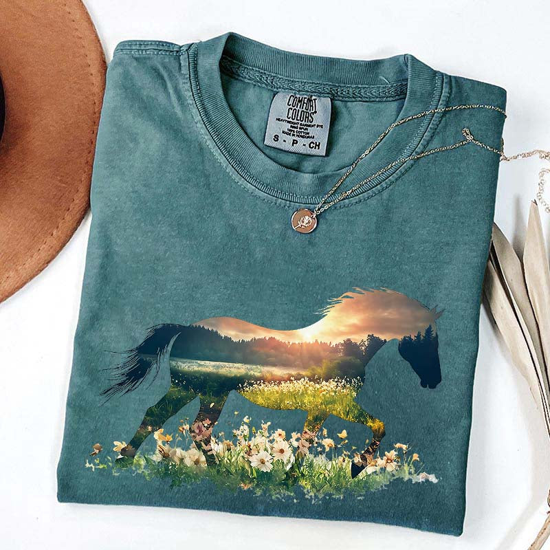 Comfort Colors Floral Horse Lover Cute T-Shirt
