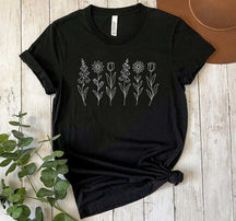 NO WORDS Subtle Anti Boho Botanical Flower T-Shirt
