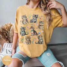 Comfort Colors Retro Kitten Cat Flowers T-Shirt