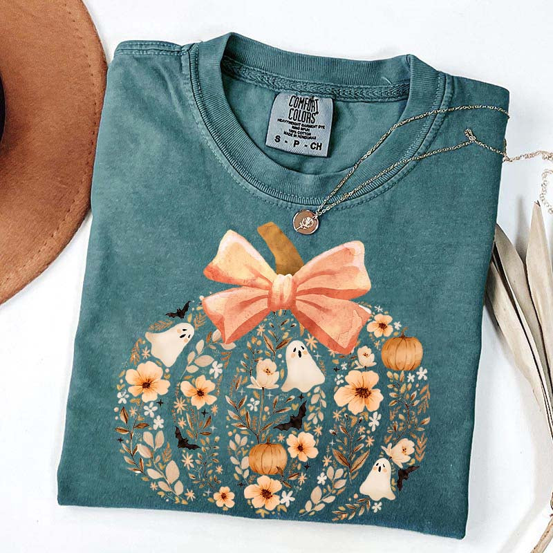 Vintage Floral Pumpkin Cute Halloween T-Shirt