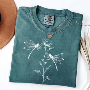 Comfort Color Womens Dragonfly Floral T-Shirt