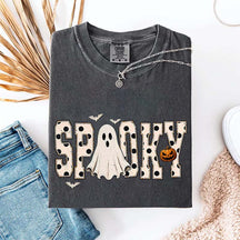 Retro Spooky Halloween Ghost White Dots T-Shirt