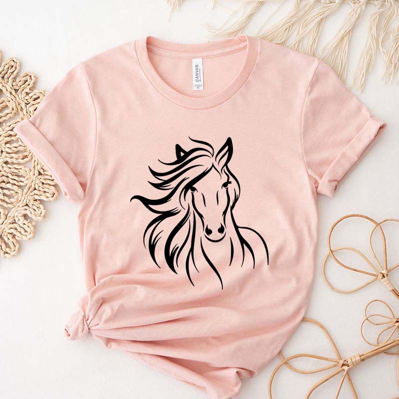 Simple Floral Horse T-Shirt