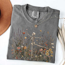 Skeleton Dancing Arabesque Wildflower Botanical Floral T-Shirt