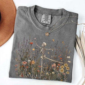 Skeleton Dancing Arabesque Wildflower Botanical Floral T-Shirt