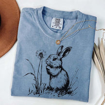 Botanical Bunny Line Art T-Shirt