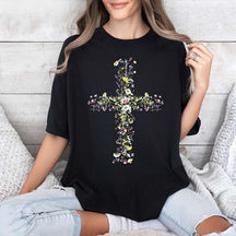 Comfort Colors Floral Cross Faith T-Shirt