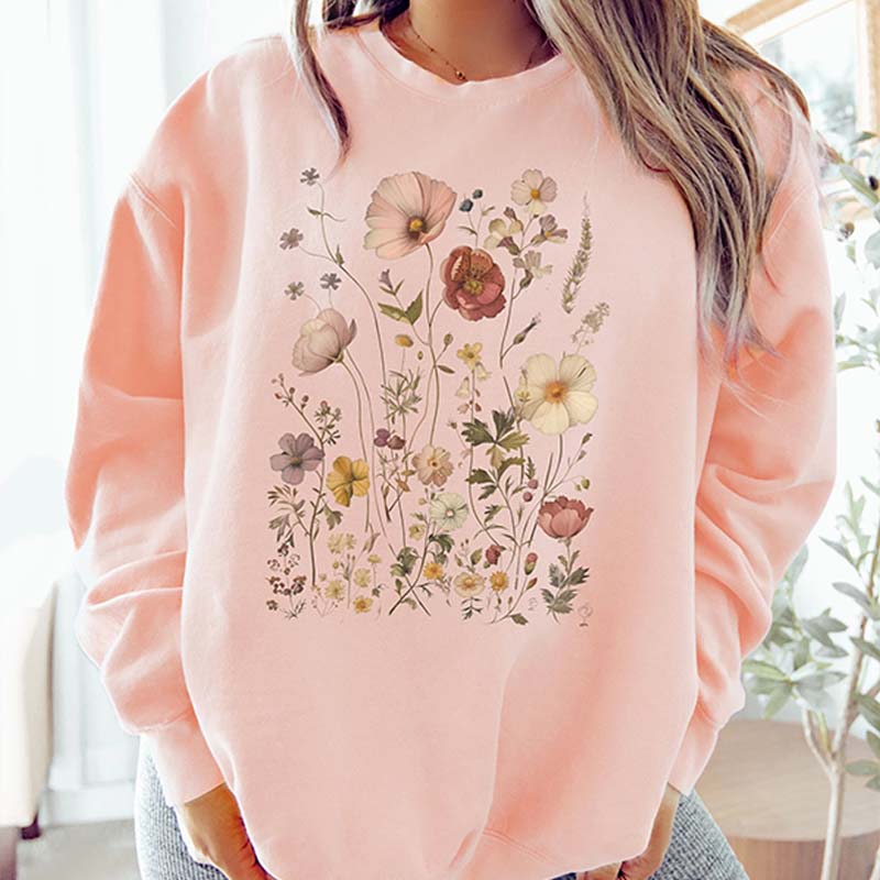 Retro Summer Flowers Lightweight Sweatshirt