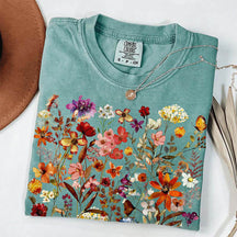 Vintage Pressed Flowers Market Boho Cottagecore T-Shirt