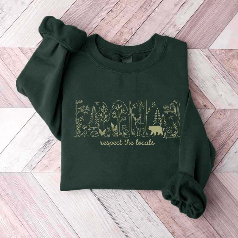 Cute Respect the Locals Woodland Animals Sweatshirt
