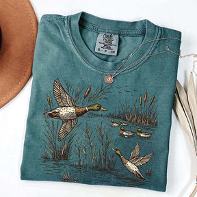 Retro Flying Mallard Duck T-Shirt