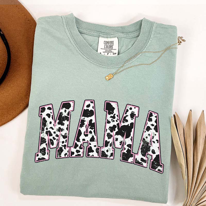 Retro Mama Pink Cow Western T-shirt