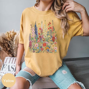 Comfort Colors Wildflower Retro Spring T-Shirt