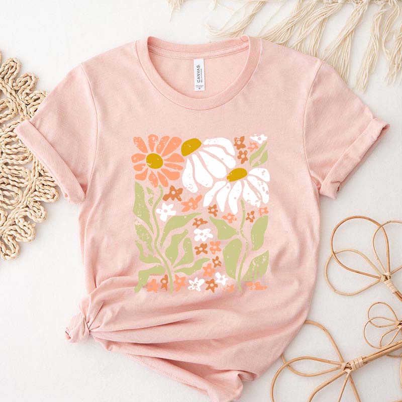 Boho Wildflowers Floral Nature Simple T-Shirt
