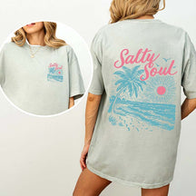Salty Soul Sunset Beach Palm T-Shirt