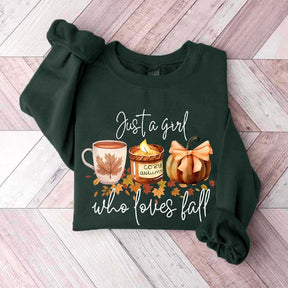 Just A Girl Who Loves Fall Football Coffee Sweatshirt