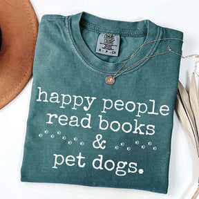 Happy People Read Books Pet Dogs T-Shirt