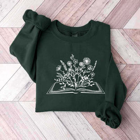 Retro Wildflowers Book Lover Minimalist Sweatshirt