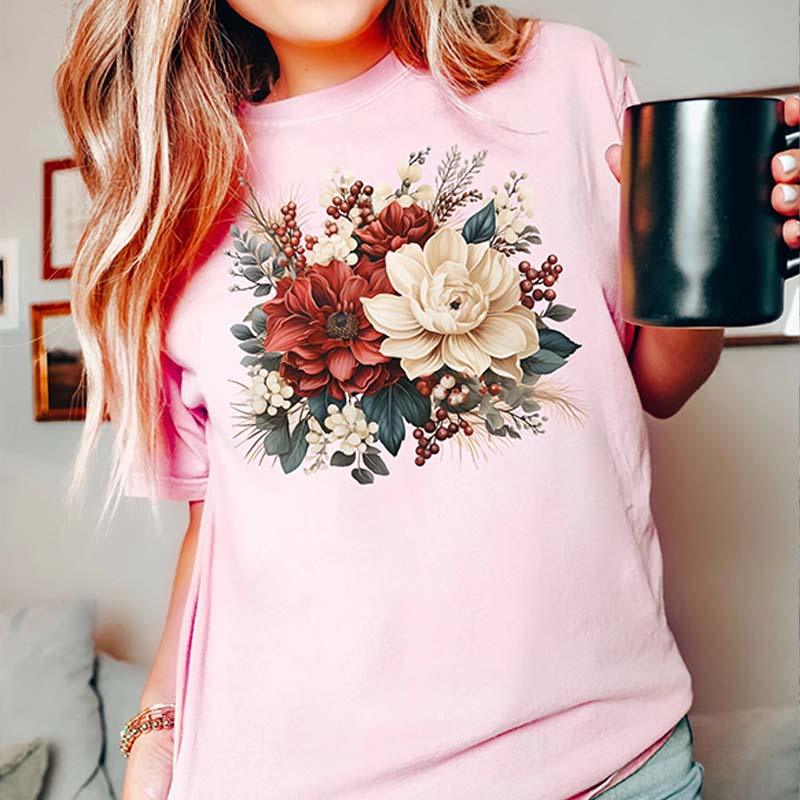 Christmas Flowers Comfort Colors T-Shirt