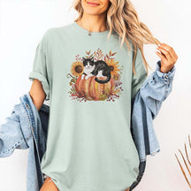 Fall Pumpkin Tuxedo Cat T-Shirt