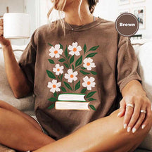 Boho Flower Book Comfort Colors Summer T-Shirt
