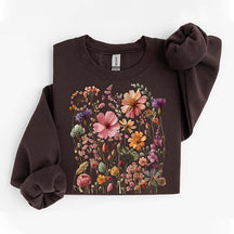 Vintage Pressed Flowers Pink Wildflowers Sweatshirt