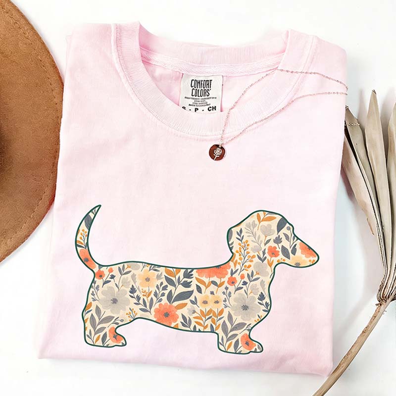 Comfort Colors Floral Dachshund T-Shirt