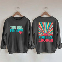 You Are Enough Vintage Retro Rainbow Sweatshirt