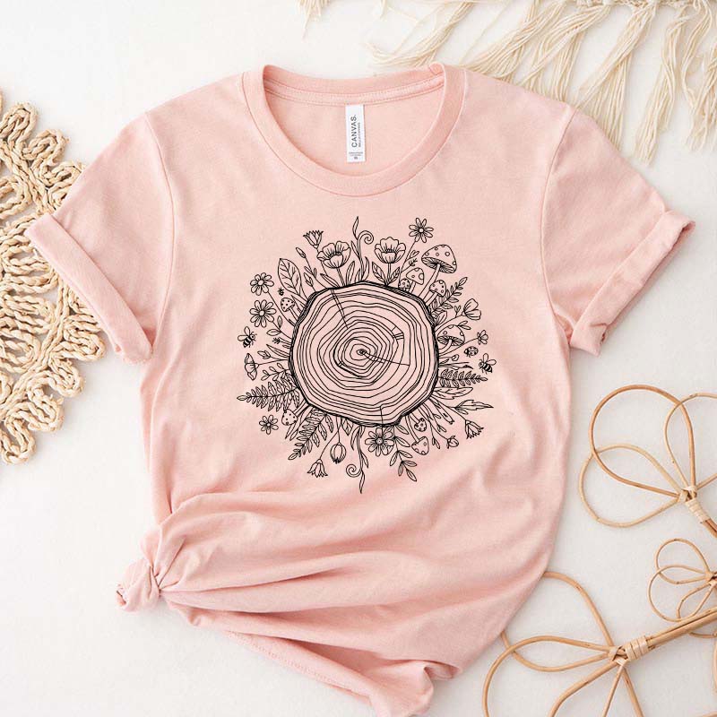 Comfort Colors Botanical Tree Ring Art T-Shirt