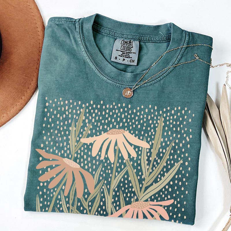 Boho Floral Abstract Botanical Aesthetic T-Shirt