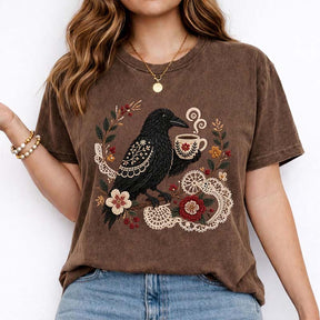 Boho Bird Crow Coffee Lover T-Shirt