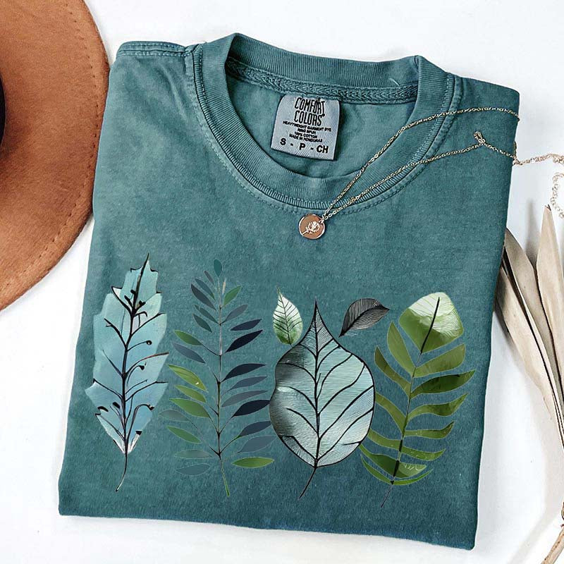 Teal and Green Leaves T-Shirt