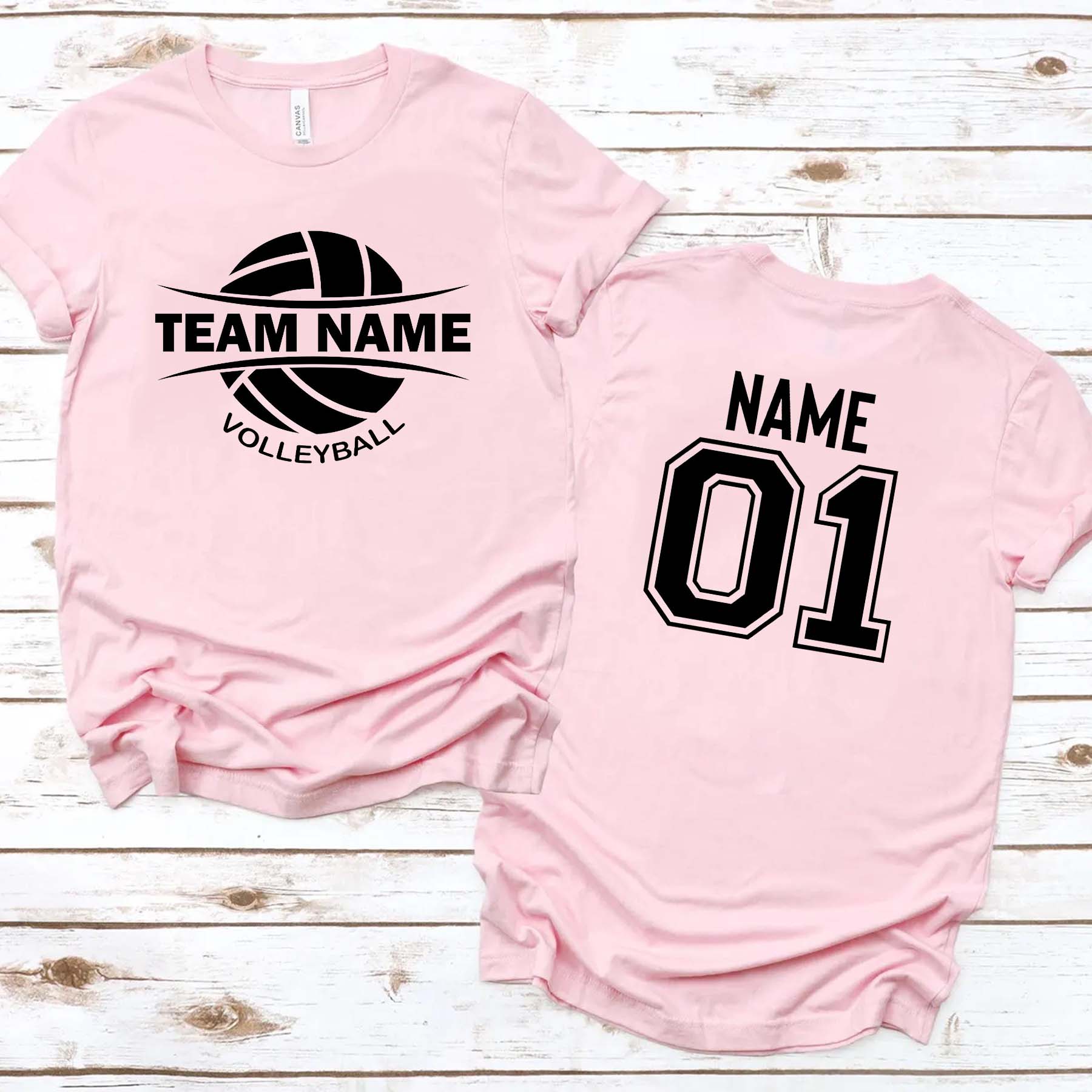 Custom Volleyball Sports Team Text and Number T-Shirt