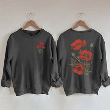 Red Poppies Floral Sweatshirt