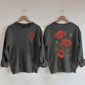 Red Poppies Floral Sweatshirt