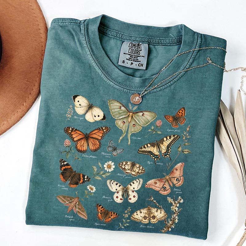 Vintage Butterfly Botanical Chart Moth T-Shirt