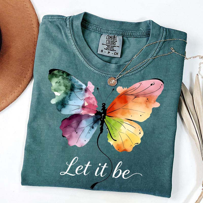 Let It Be Rainbow Butterfly Women T-Shirt