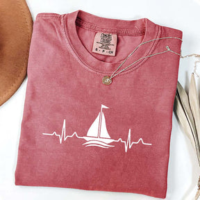 Sailing Heartbeat Boating Captain T-Shirt