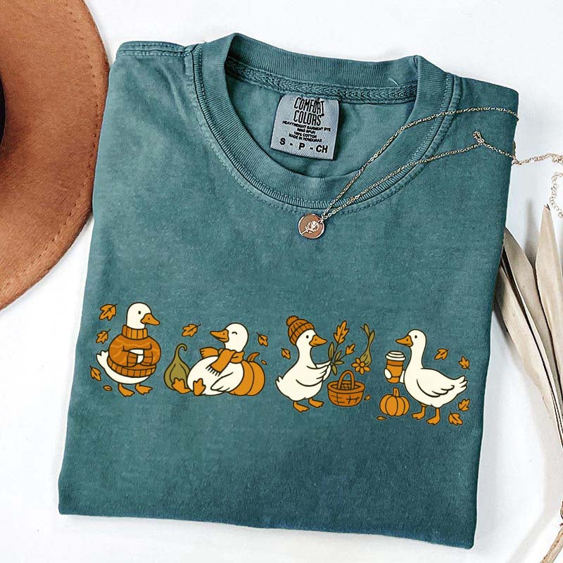 Fall Goose Vibes Autumn Coffee Pumpkin T-Shirt