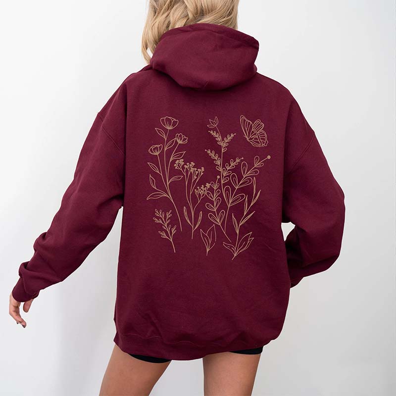 Boho Butterfly Wildflower Cottagecore Hoodie