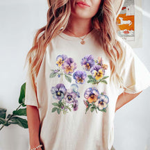 Vintage Pansies Flower Bouquet T-Shirt
