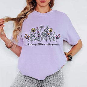 Helping Little Minds Grow Teacher Flower T-Shirt