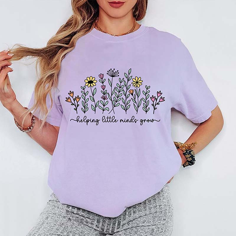 Helping Little Minds Grow Teacher Flower T-Shirt