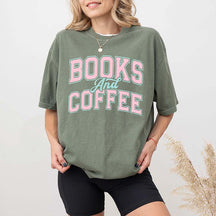 Comfort Colors Books And Coffee T-Shirt