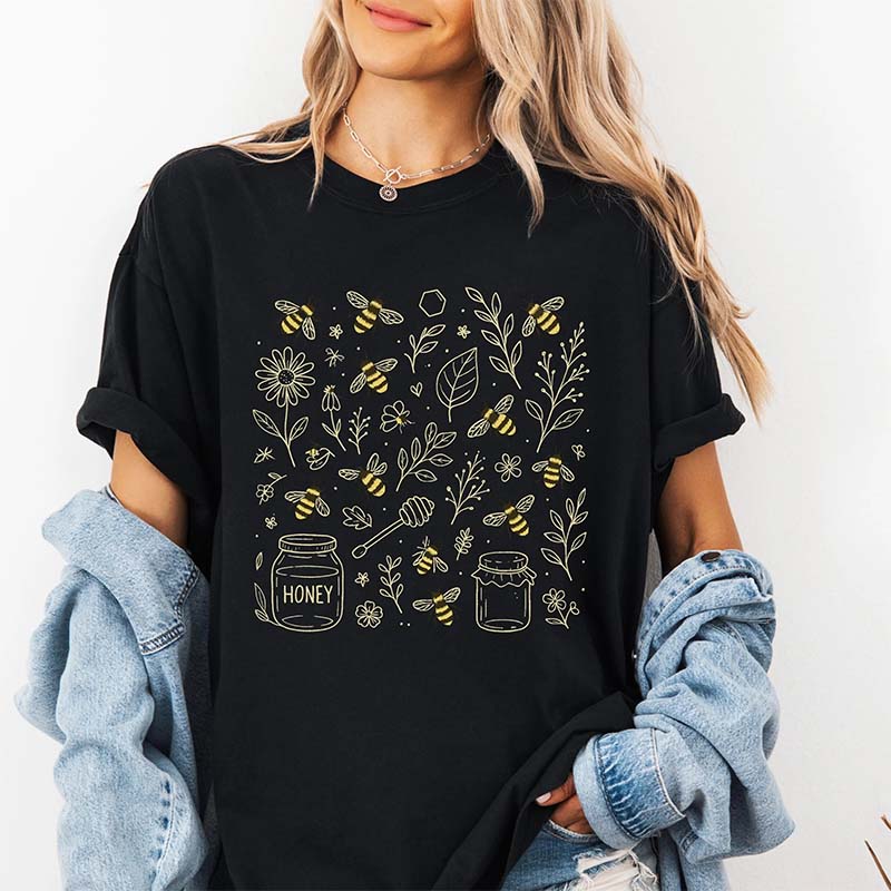 Vintage Bee Botanical Honeycomb T-Shirt