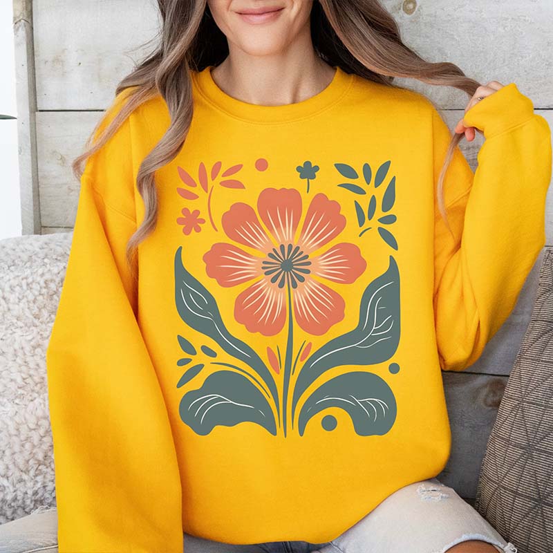 Boho Women Flower Minimalist Sweatshirt