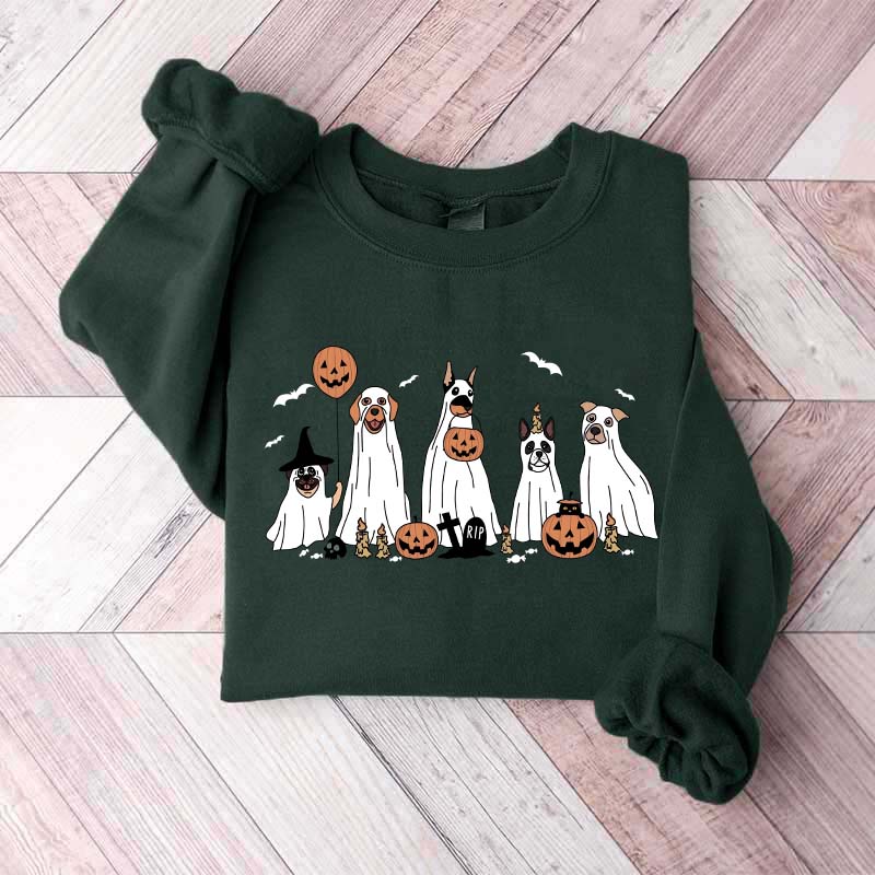 Retro Spooky Season Dog Ghost Sweatshirt